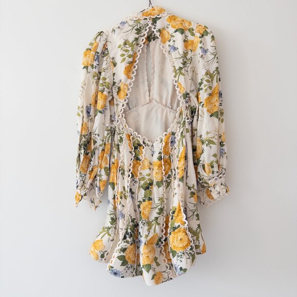 BHLDN Kali Long Sleeve Linen Fit & Flare Dress Cottagecore Wedding Guest Dress - Picture 6 of 13